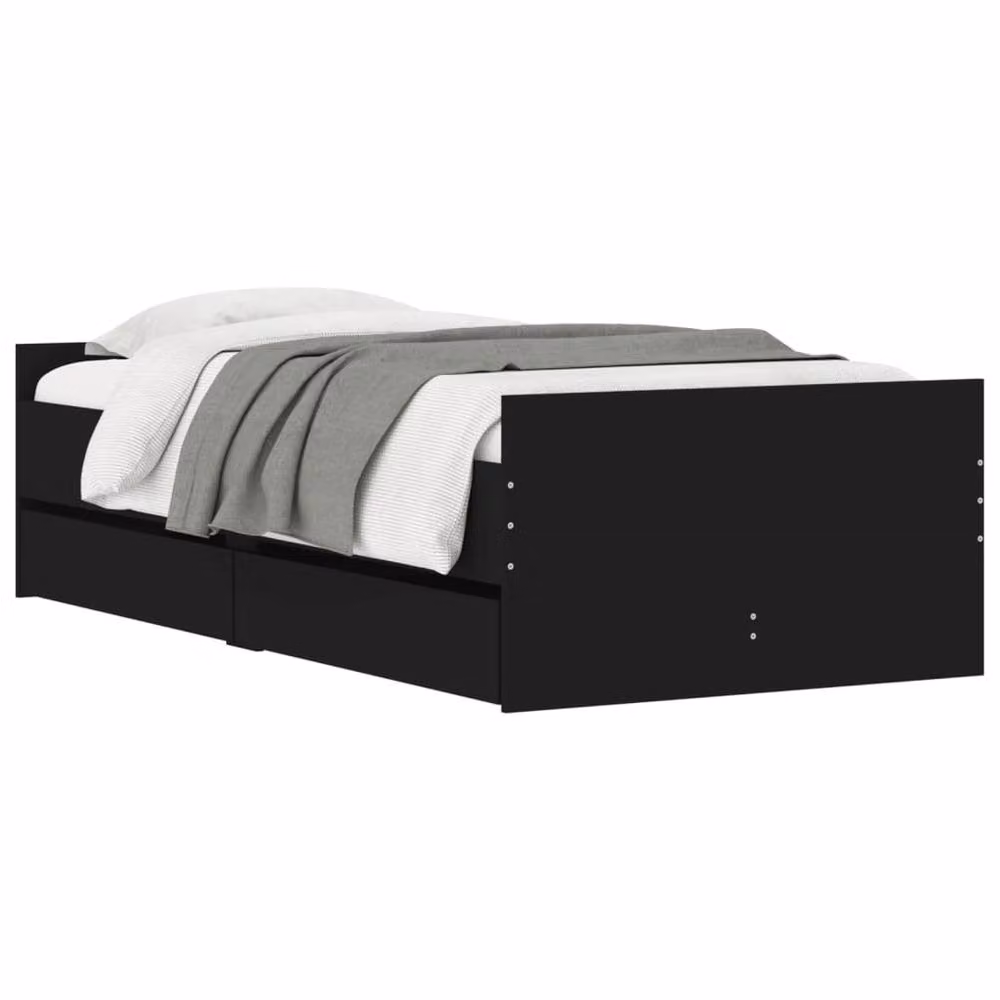 Berkfield Home Single Bed Frame with Drawers, Black, W/D/H: 90 x 190 cm – 3