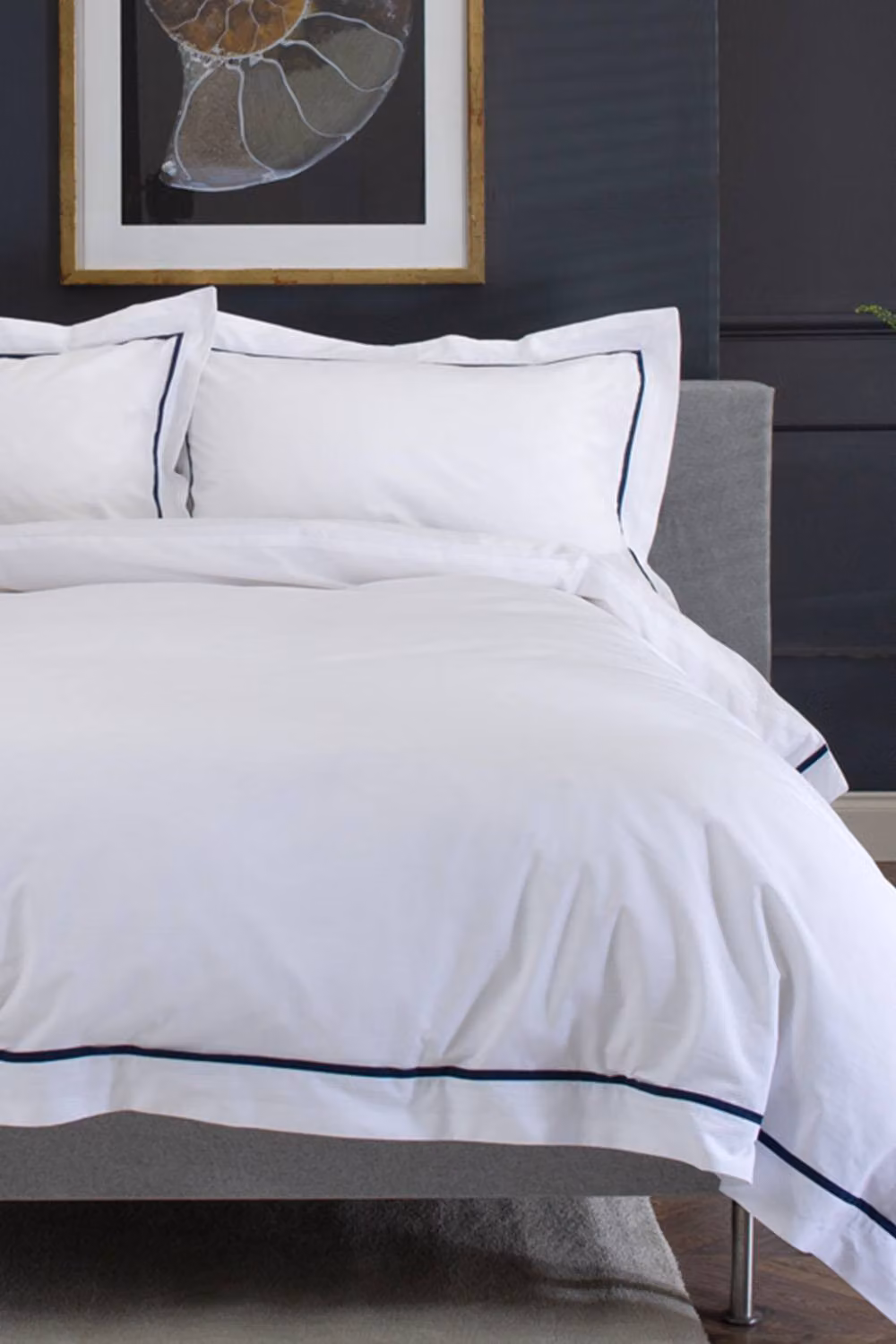 The Lyndon Company Hampstead 200 Thread Count 100% Cotton Duvet Cover Set with Ribbon Detail and Oxford Pillowcases in Blue, W/D/H: 180 x 200 cm – 2