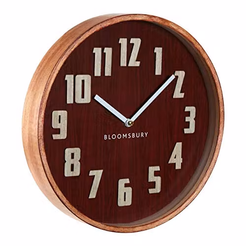 Orsina Retro Round Analog Wall Clock in Red and White, Diameter: 30 cm – 3