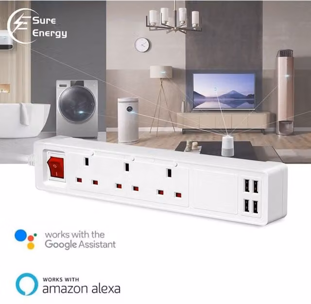 EnerJ Smart White Smart Power Strip Extension Lead
