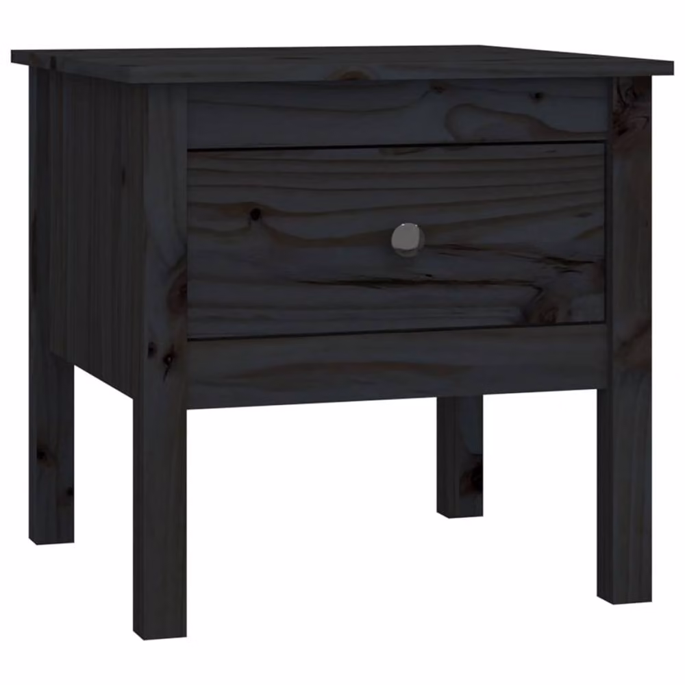 Berkfield Home Black Solid Pine Wood Side Table W/D/H: 50 x 50 x 49 cm – 2