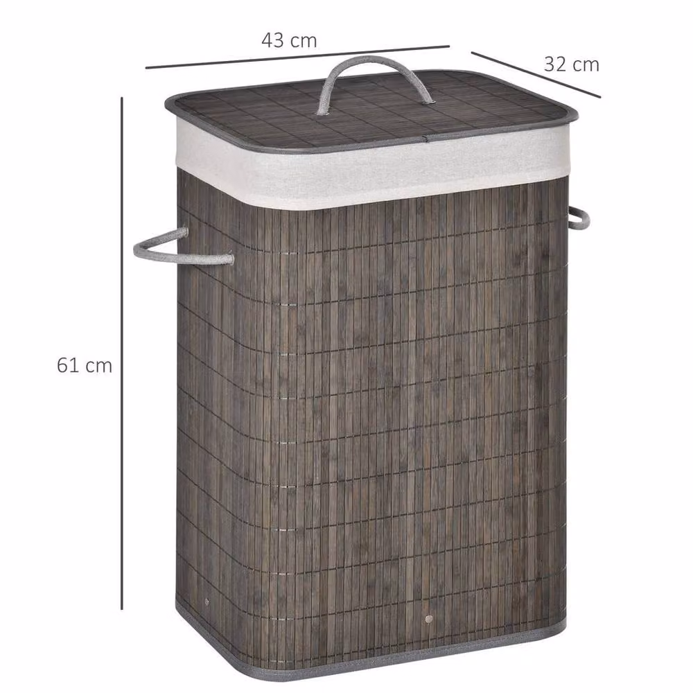 KORVIXA Collapsible Laundry Basket Hamper with Removable Bag in Grey – 2