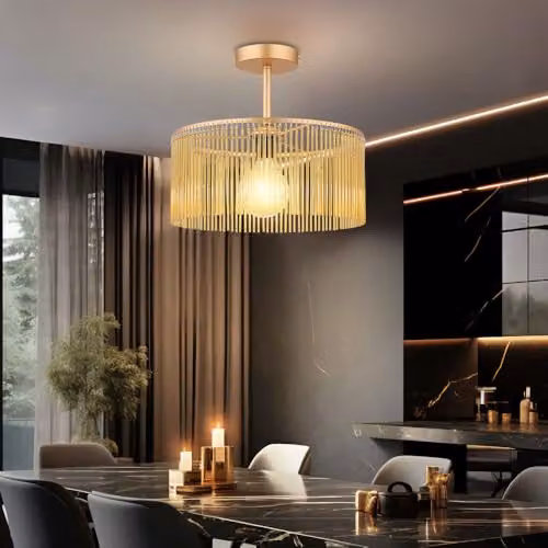 Nowa Round Metal and Acrylic Ceiling Light in Gold/Brass, Diameter: 35 cm, Height: 32 cm – 2