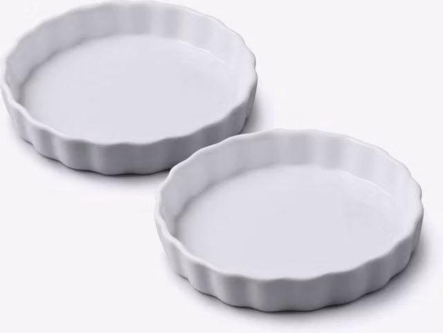 WM Bartleet & Sons White Porcelain Round Flan Dish, Diameter: 13 cm, Set of 2 – 1