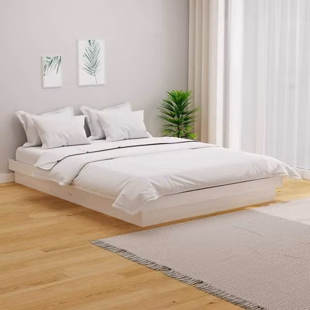 Berkfield Home White Solid Pine Wood Bed Frame W/D/H: 140 x 200 cm – 1