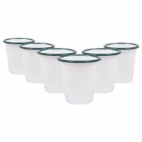Argon Tableware Green and White Enamel Tumblers, 300ml, Set of 6 – 1