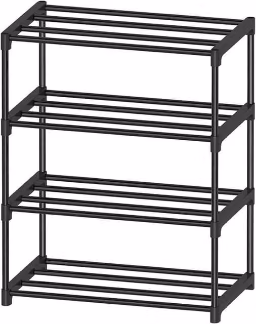 FORGEVIO 4 Tier Metal Shoe Rack Organiser in Matt Black – 1