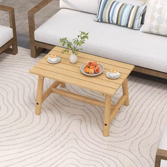 KORVIXA Lacquered Pine Solid Wood Patio Table in Brown, W/D: 100 x 100 cm – 1