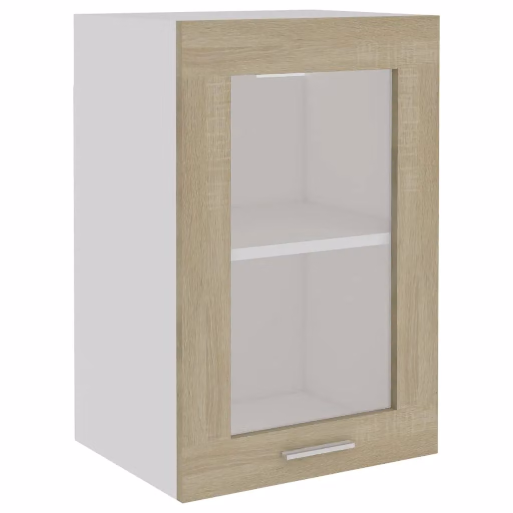 Berkfield Home Sonoma Oak Hanging Glass Cabinet in Brown, W/D/H: 40 x 31 x 60 cm – 2