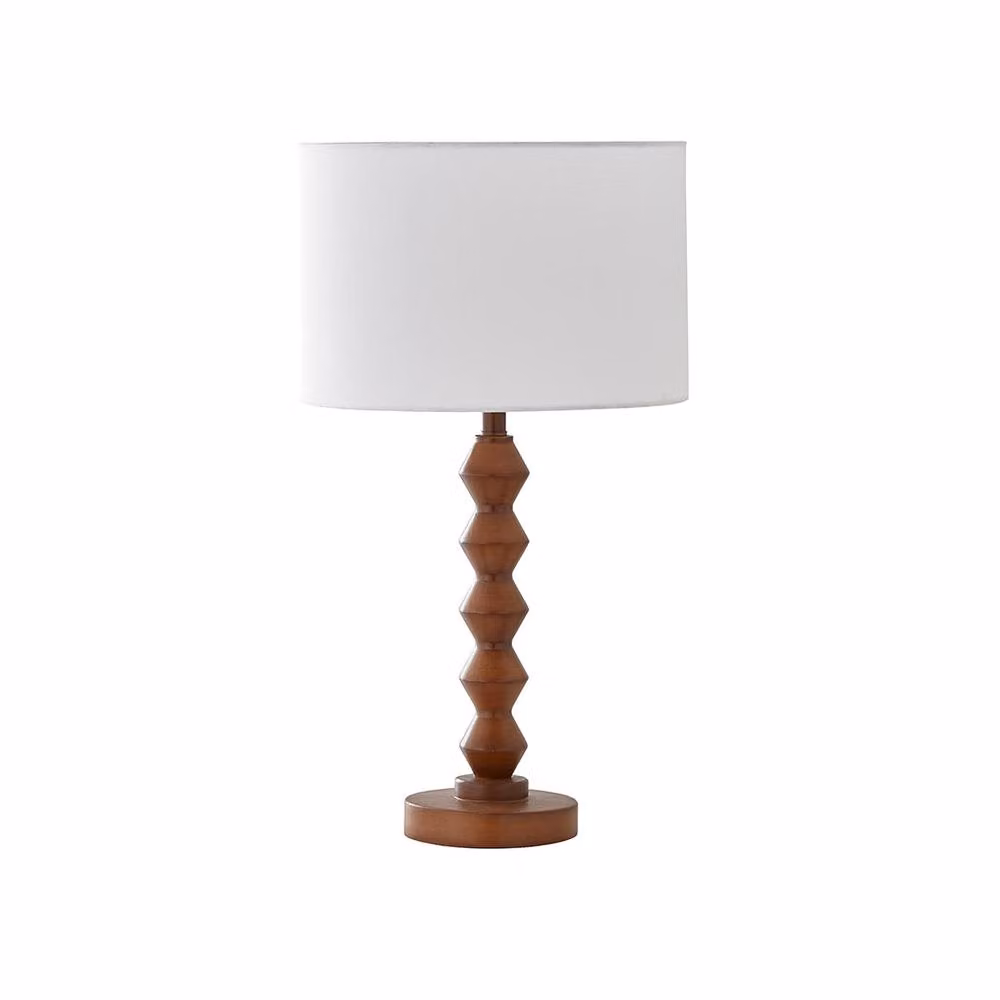 Pagazzi Design Trezza Walnut Table Lamp in Brown and White – 2