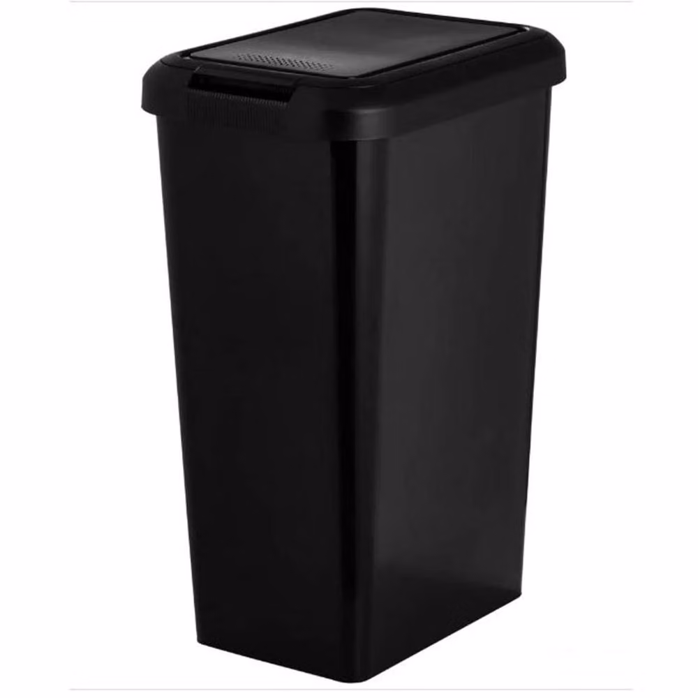 Hinsinc 45L Black Plastic Rectangular Touch Top Bin – 2