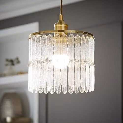 ValueLights Aldgate Textured Acrylic Ceiling Lamp Shade in Gold/Brass – 1