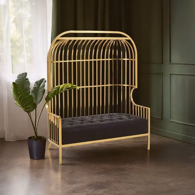 Fifty Five South Orsina Eliza Two Seat Gold Dome Cage Sofa – 2