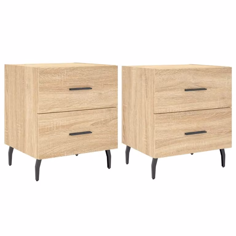 Berkfield Home Set of 2 Sonoma Oak Bedside Cabinets in Brown, W/D/H: 40 x 35 x 47.5 cm