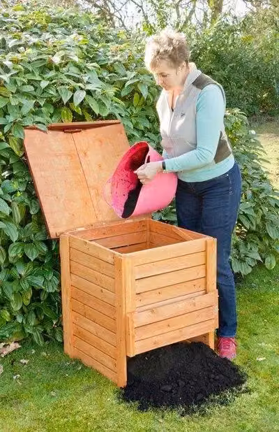Primrose Wooden Garden Composter with Hinged Lid, 288L, Brown, W/D/H: 60 x 60 x 60 cm – 2