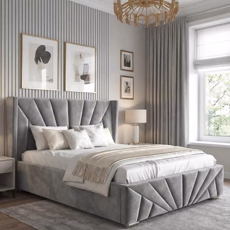 DHS Sunrise Velvet Ottoman Storage Bed Frame, King Size (5ft), Dark Grey, W/D/H: 180 x 200 cm