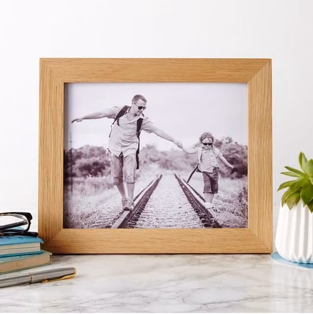 MijMoj Design Minimalist Rectangular Wooden Photo Frame in Brown, W/H: 30.5 x 25.5 cm