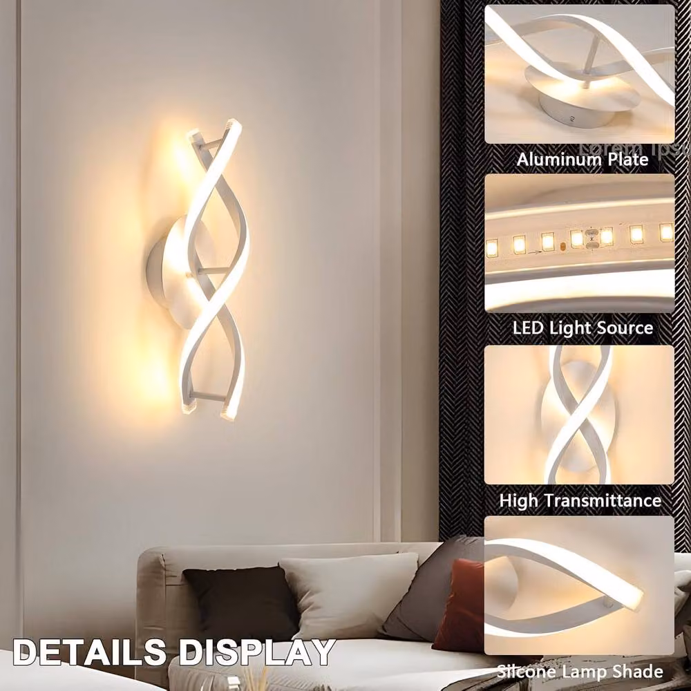 COMELY Modern LED Arc Wall Light in White with Warm White Up and Down Lighting – 3