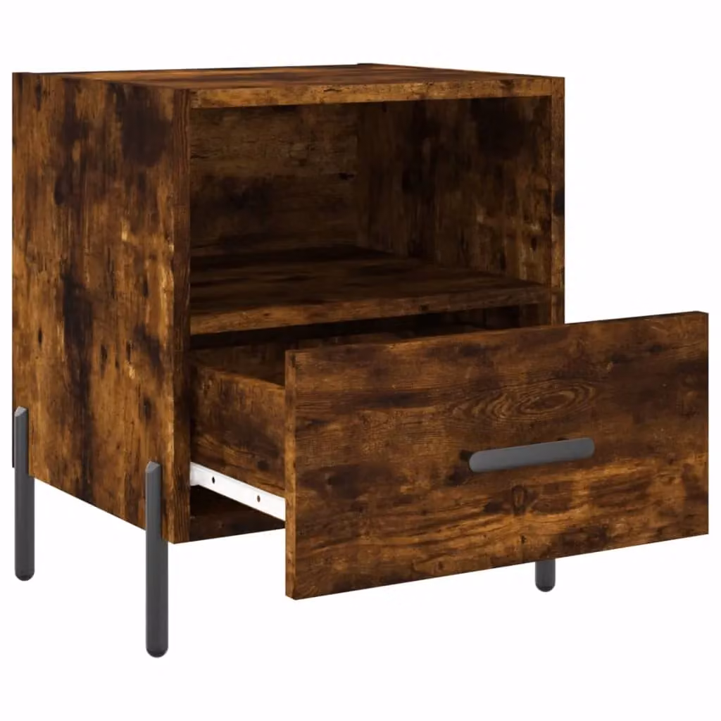 Berkfield Home Set of 2 Smoked Oak Bedside Cabinets in Brown, W/D/H: 40 x 35 x 47.5 cm – 3