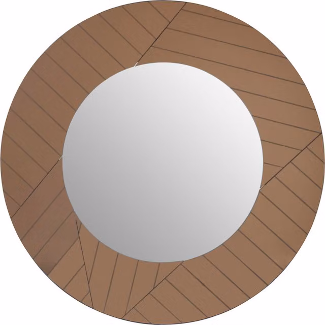 Orsina Roza Round Geometric Wall Mirror in Brown