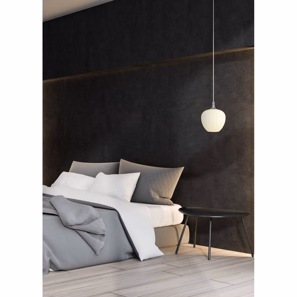 Netlighting Maxy White and Chrome Dome Pendant Lamp with Glass Shade, Height: 120 cm, Diameter: 24 cm – 5