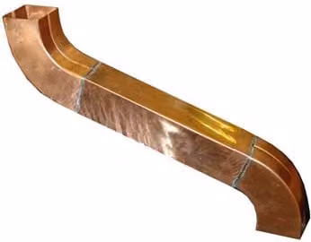 Coppa Gutta Copper Square Swan Neck Downpipe, Brown, 80 x 80 mm