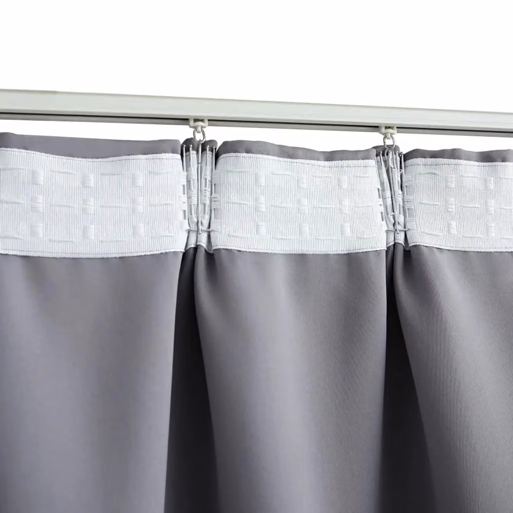Berkfield Home Blackout Curtains with Hooks, 2 Pack, Grey, W: 140 cm, H: 175 cm – 4
