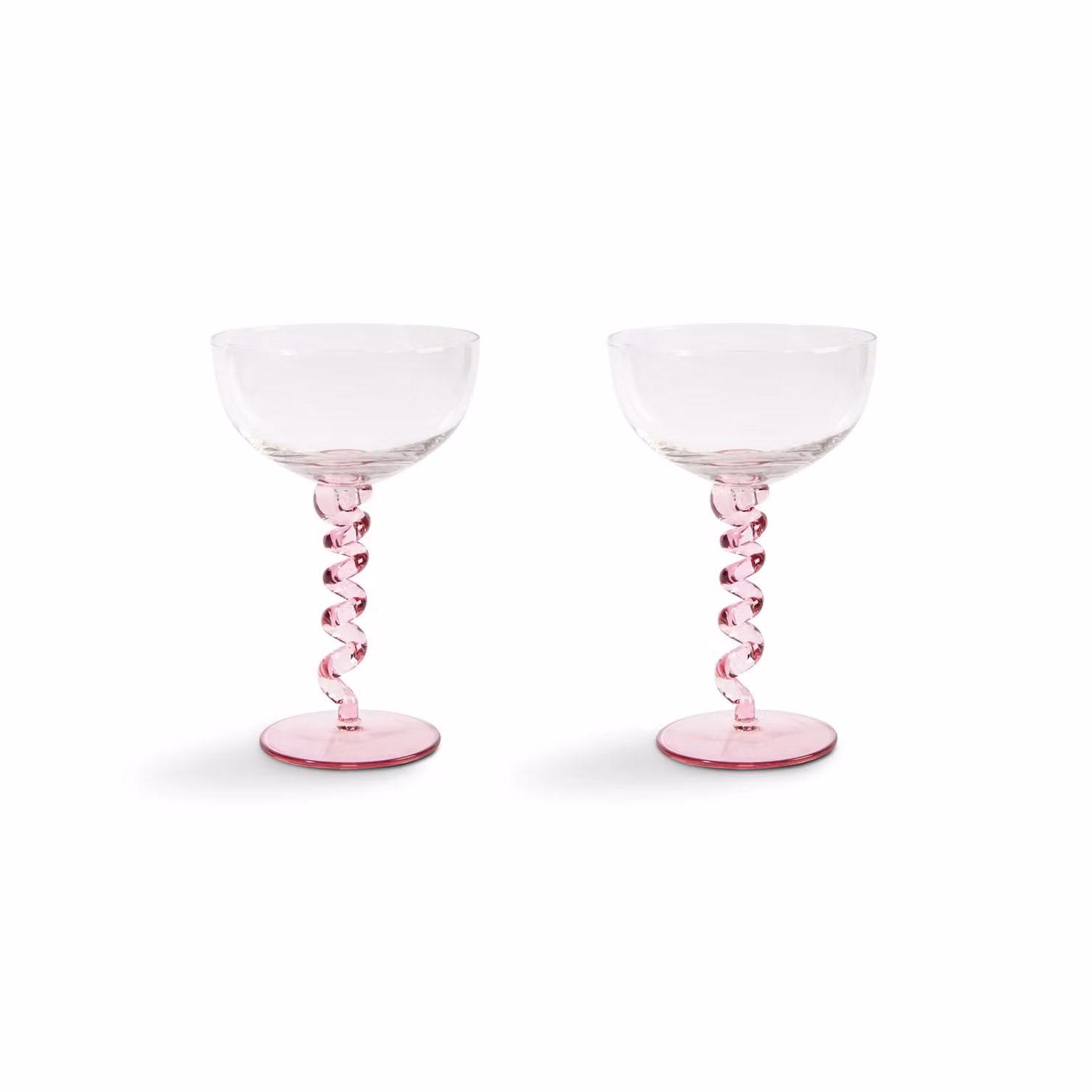 &Klevering Spiral Pink Cocktail Coupe Glass Set of 2