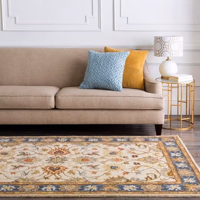 Livabliss Caesar Hand Tufted Wool Traditional Floral Rug in Blue, Brown and Beige, W: 180 cm, L: 250 cm