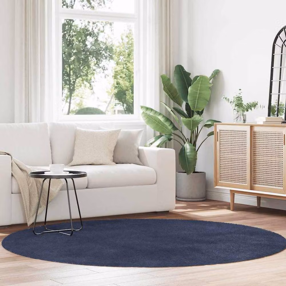 Berkfield Home NAVARRA Navy Blue Shaggy High Pile Polyester Rug, W/D/H: 200 x 200 x 1 cm – 2