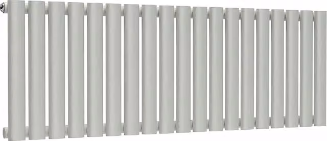 Lux Heat Oval Horizontal Wall Mounted Radiator in Grey, W: 114 cm, H: 40 cm