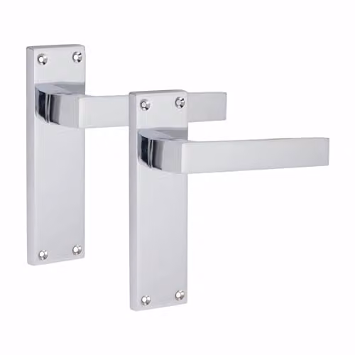 Golden Grace Victorian Straight Delta Latch Door Handles, 4 Pairs, Chrome
