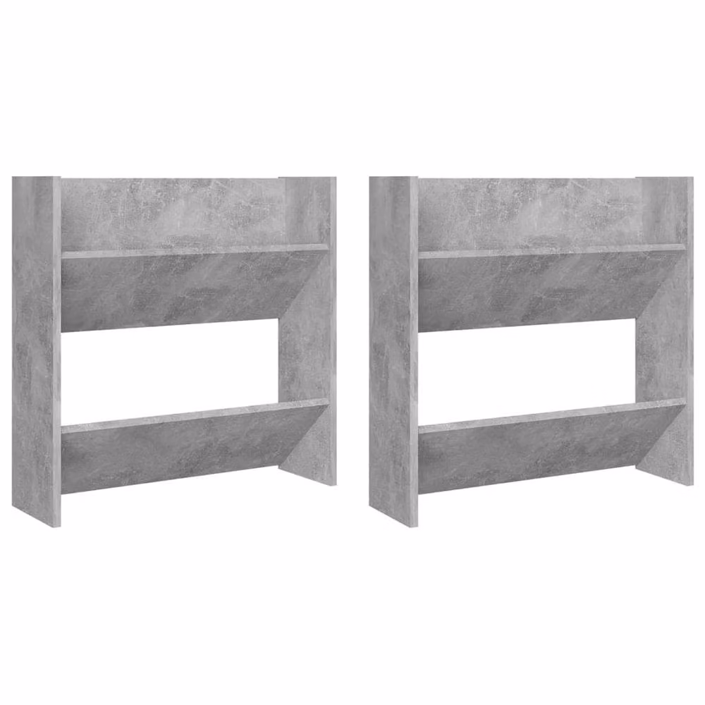 Berkfield Home Wall Mounted Shoe Cabinets, 2 Pack, Concrete Grey, W: 60 cm, D: 18 cm, H: 60 cm – 2