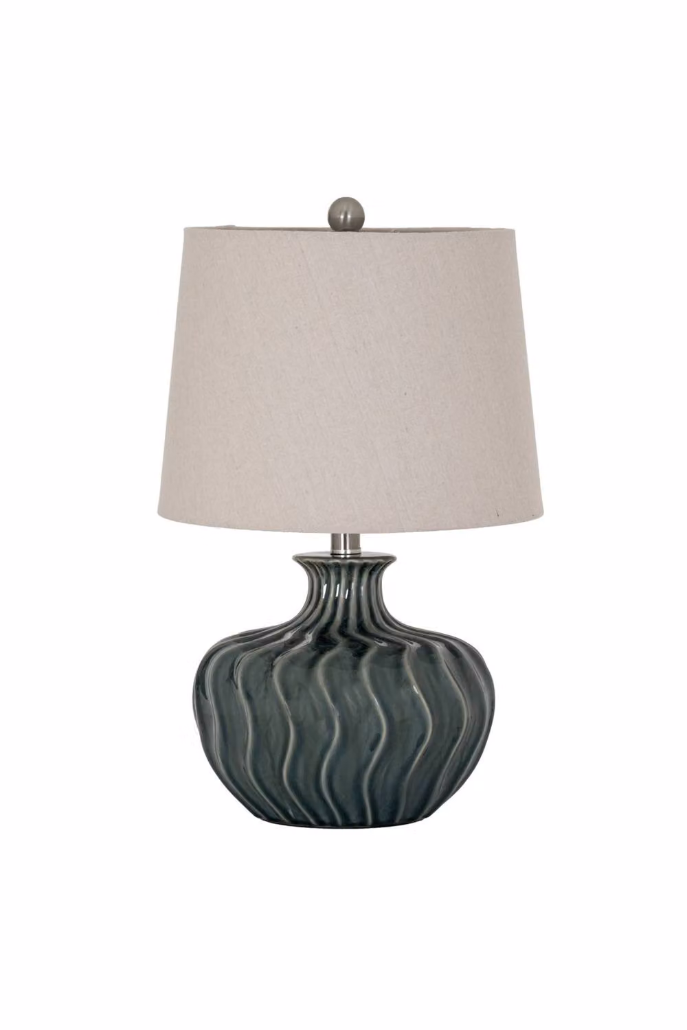 KDMD Veyla Ceramic Table Lamp with Beige Fabric Shade in Grey – 2