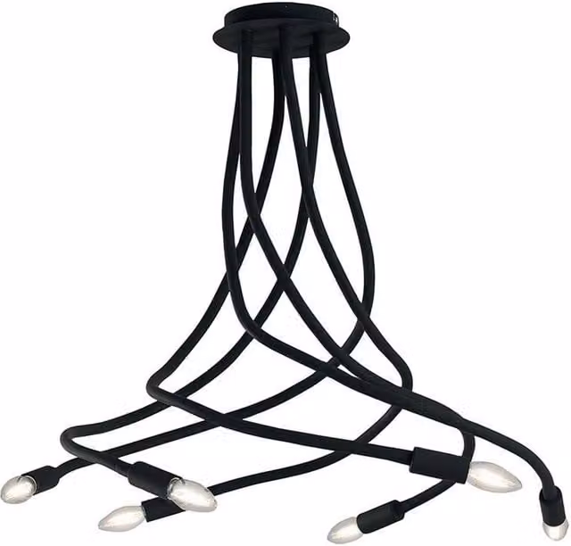 Netlighting LOVER 6 Light Multi Arm Semi Flush Ceiling Light, Black, W: 100 cm, D: 120 cm
