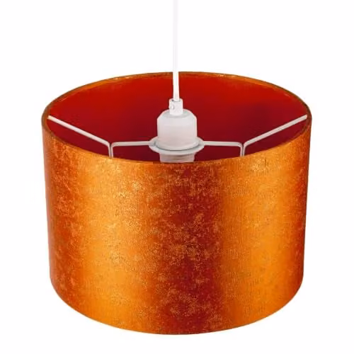 Happy Homewares Orange and Gold Art Deco Jacquard Fabric Round Lamp Shade W: 30 cm, H: 20 cm – 2
