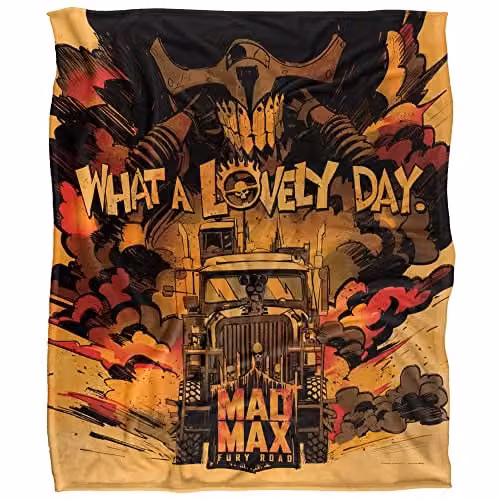 WB 100 Mad Max What A Lovely Day Super Soft White Fleece Throw Blanket, W/D/H: 152 x 127 cm – 1