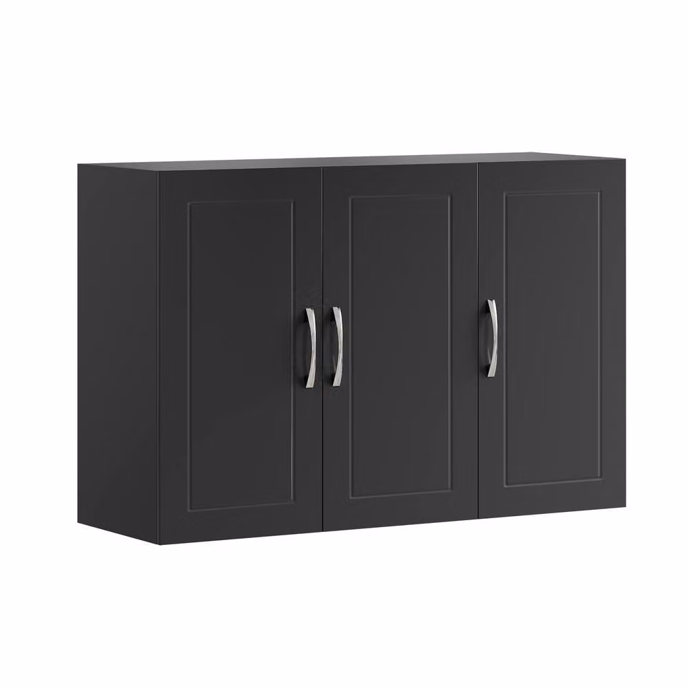 SoBuy Modern Wall-Mounted Storage Cabinet with Soft-Close Hinged Doors and Internal Shelves, Black, Width: 90 cm – 1