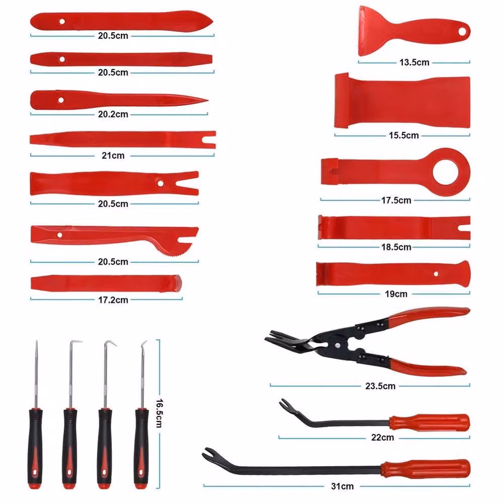 NESTLUNE 164-Piece Car Trim Removal and Panel Pry Tool Set in Red – 2