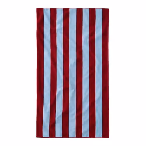 Misona Large Organic Cotton Striped Beach Towel in Red and Blue, W/D/H: 90 x 180 cm