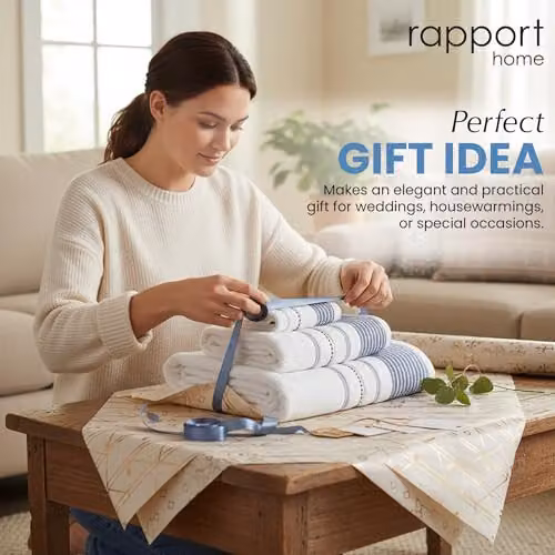 Rapport Home Dakota Stripe 6-Piece Cotton Towel Bale in Blue and White – 4