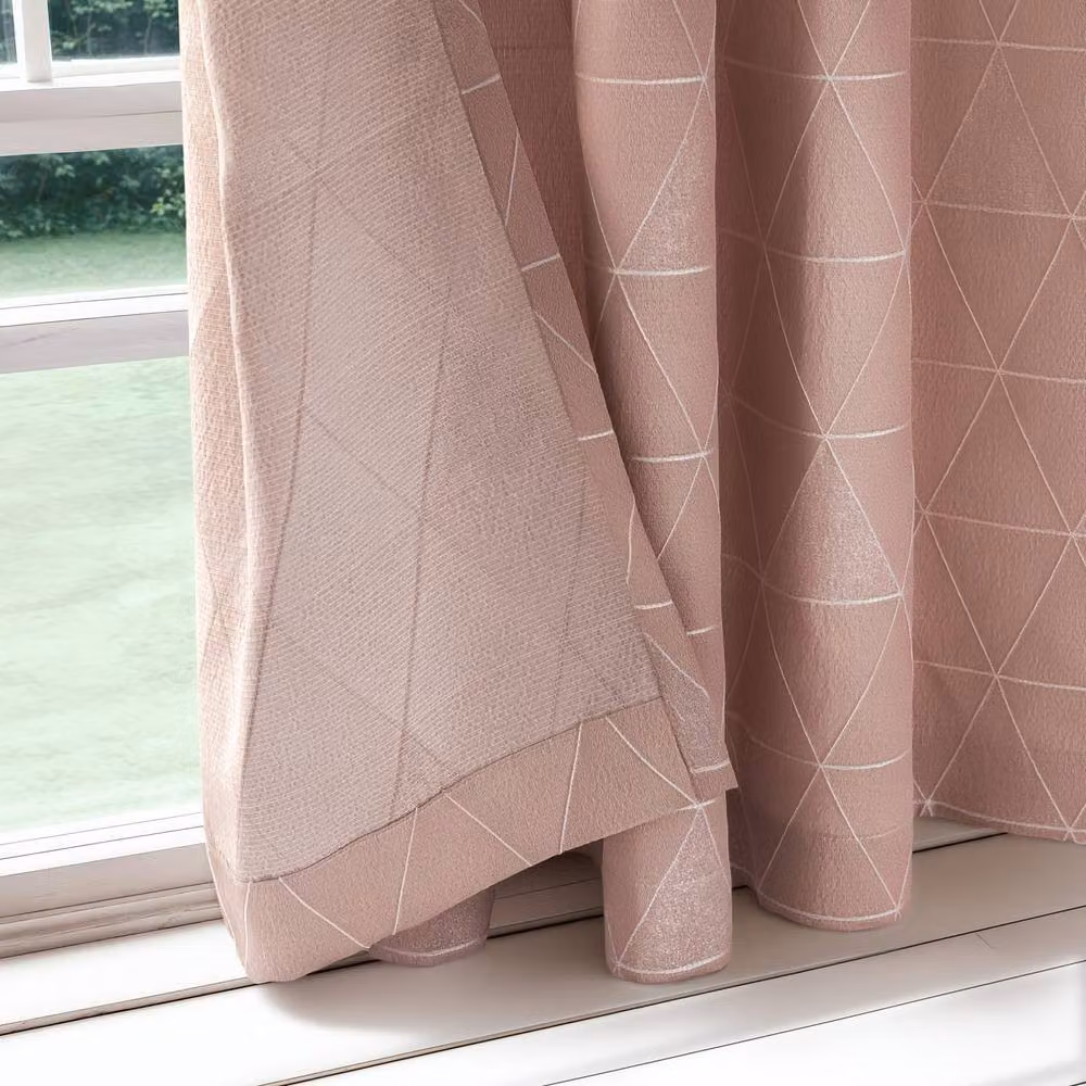 New Edge Blinds Siena Geometric Unlined Jacquard Eyelet Curtains in Blush Pink, Width: 168 cm, Drop: 229 cm – 4