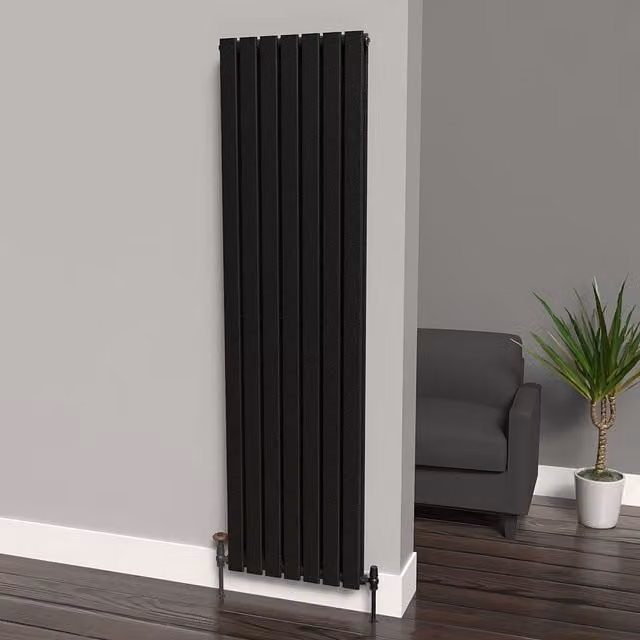 Lux Heat Double Vertical Steel Radiator in Pewter, H 180 cm x W 49 cm