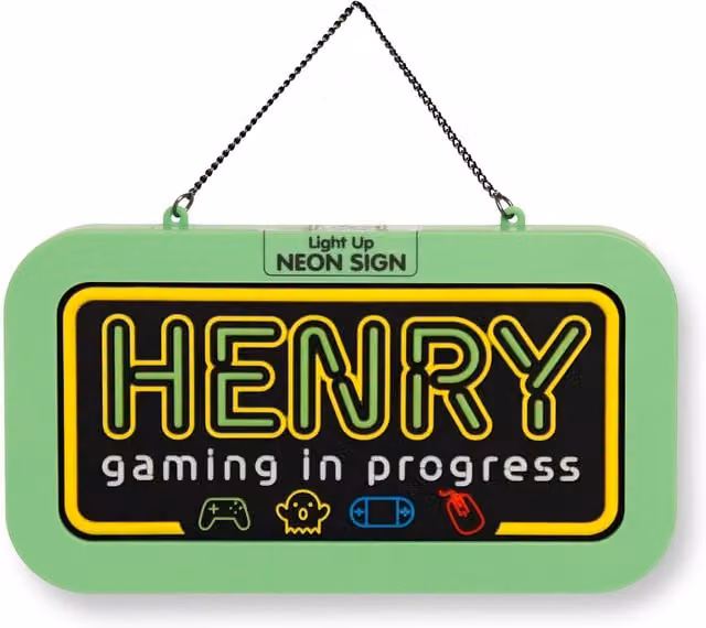History & Heraldry Henry Pre-personalised Light-Up Neon Bedroom Sign in Green