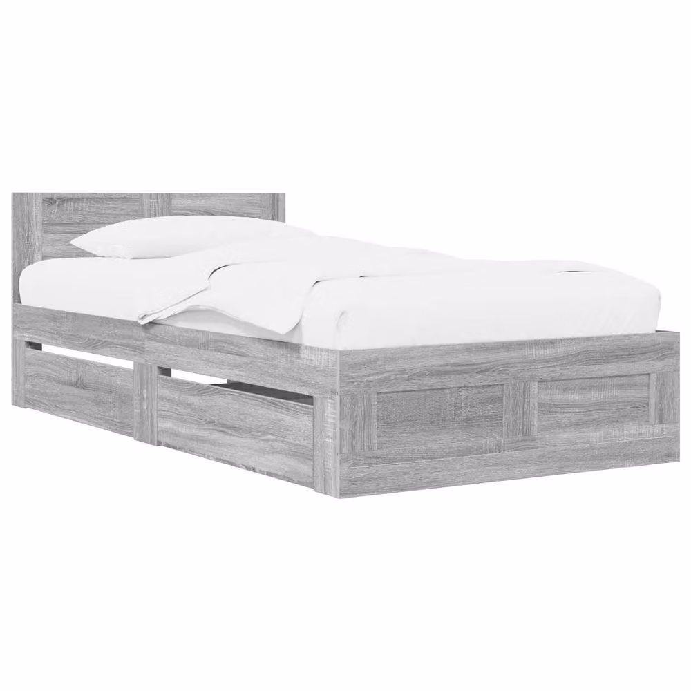 Berkfield Home Sonoma Bed Frame with Headboard and Drawers in Grey, W/D/H: 80 x 200 cm – 2