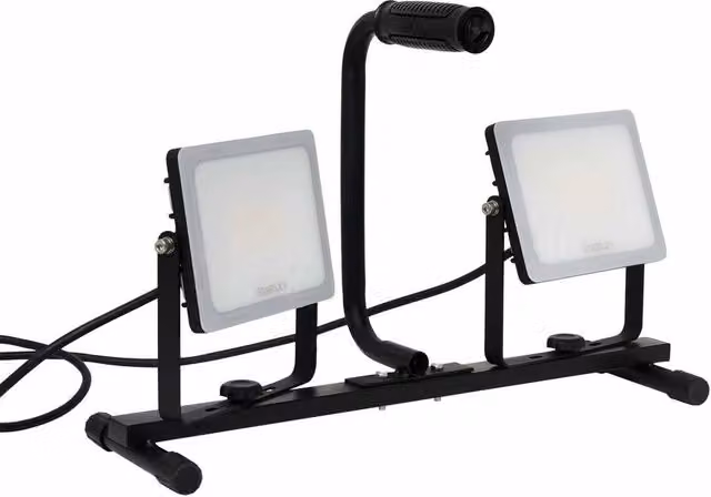 Stanley Twin Worklight 5400 Lu Black and Multicolour Adjustable Shatterproof Floodlight with UK Plug – 1