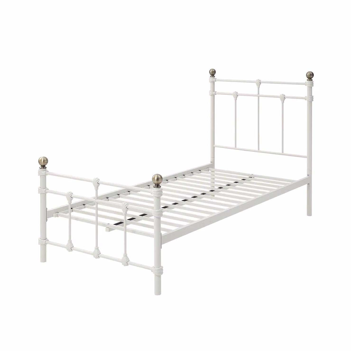 SlumberWorx Bayford Traditional Vintage Style Metal Bed Frame in White, W/D/H: 120 x 200 x 129 cm – 6