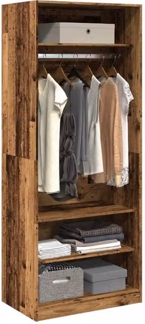 Berkfield Home Old Wood Wardrobe in Brown, W/D/H: 80 x 50 x 200 cm