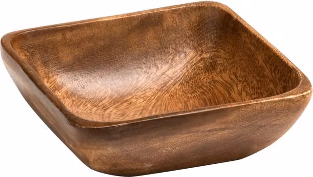 Orsina Kora Small Square Wood Serving Bowl in Brown and Beige