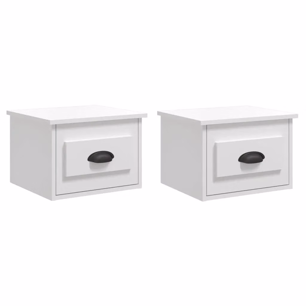 Berkfield Home Set of 2 High Gloss White Wall-mounted Bedside Cabinets, W/D/H: 41.5 x 36 x 28 cm – 1